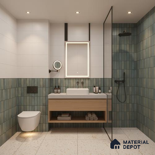 Faux Subway Look Wall Tile TL 08137 G Arcos Azure 1 ft x 1 ft Ceramic Matte Finish - 10 mm | Please Expect a Slight Variation of Pattern