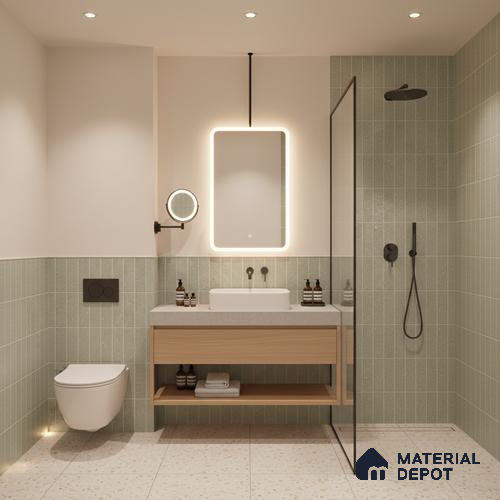 Faux Subway Look Wall Tile TL 08138 F G Zilong Olive Hl 1 ft x 1 ft Ceramic Matte Finish - 10 mm | Please Expect a Slight Variation of Pattern