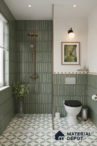 Faux Subway Look Wall Tile TL 08139 C Liberty Green 1 ft x 1 ft Ceramic Matte Finish - 10 mm | Please Expect a Slight Variation of Pattern