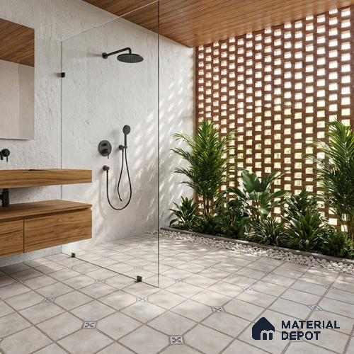 Parking Stone Floor Tile TL 08192 C Castle Ice 16 inch x 16 inch | Vitrified Anti Skid Matte Finish Heavy Duty Tile - 12 mm | Suitable For High Traffic Areas, Parking, Balcony | Pattern Alignment May Vary | 2-3 mm Spacer is Mandatory