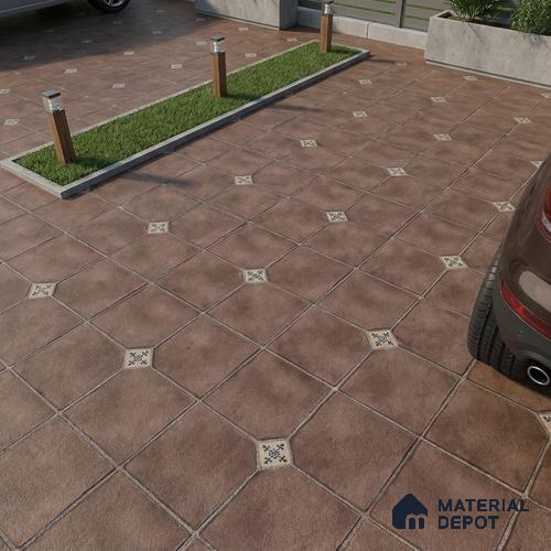 Parking Stone Floor Tile TL 08192 D Castle Moka 16 inch x 16 inch | Vitrified Anti Skid Matte Finish Heavy Duty Tile - 12 mm | Suitable For High Traffic Areas, Parking, Balcony | Pattern Alignment May Vary | 2-3 mm Spacer is Mandatory