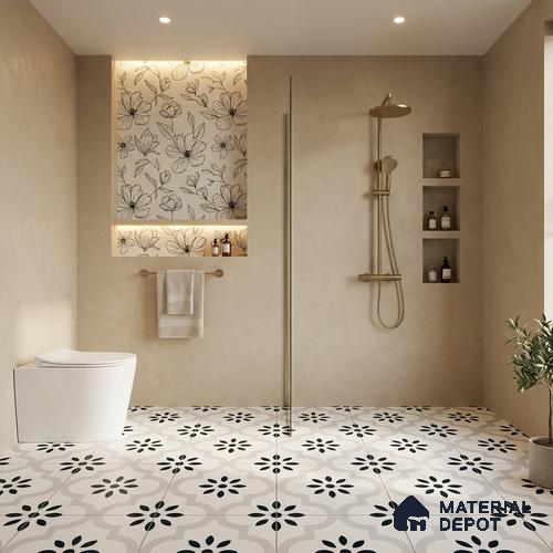 Parking Patterned Floor Tile TL 08194 CH-8 16 inch x 16 inch | Vitrified Anti Skid Matte Finish Heavy Duty Tile - 12 mm | Suitable For High Traffic Areas, Parking, Balcony | Pattern Alignment May Vary | 2-3 mm Spacer is Mandatory