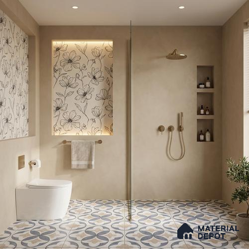 Parking Moroccan Floor Tile TL 08195 DC-1 16 inch x 16 inch | Vitrified Anti Skid Matte Finish Heavy Duty Tile - 12 mm | Suitable For High Traffic Areas, Parking, Balcony | Pattern Alignment May Vary | 2-3 mm Spacer is Mandatory