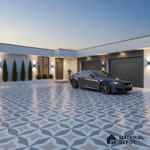Parking Moroccan Floor Tile TL 08195 DC-1 16 inch x 16 inch | Vitrified Anti Skid Matte Finish Heavy Duty Tile - 12 mm | Suitable For High Traffic Areas, Parking, Balcony | Pattern Alignment May Vary | 2-3 mm Spacer is Mandatory