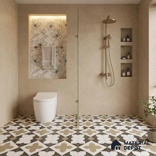 Parking Patterned Floor Tile TL 08196 DC-16 16 inch x 16 inch | Vitrified Anti Skid Matte Finish Heavy Duty Tile - 12 mm | Suitable For High Traffic Areas, Parking, Balcony | Pattern Alignment May Vary | 2-3 mm Spacer is Mandatory