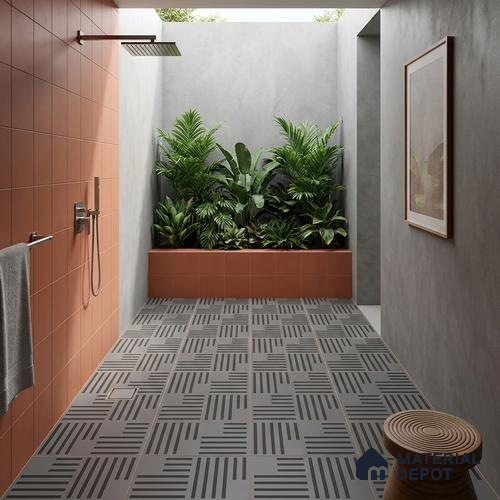 Parking Patterned Floor Tile TL 08200 B DC-28 16 inch x 16 inch | Vitrified Anti Skid Matte Finish Heavy Duty Tile - 12 mm | Suitable For High Traffic Areas, Parking, Balcony | Pattern Alignment May Vary | 2-3 mm Spacer is Mandatory