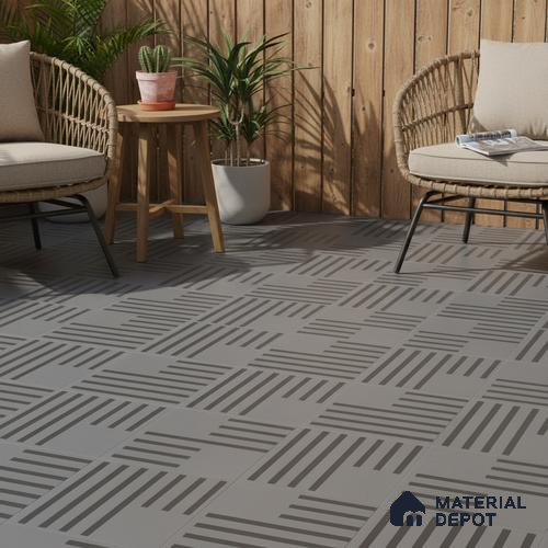 Parking Patterned Floor Tile TL 08200 B DC-28 16 inch x 16 inch | Vitrified Anti Skid Matte Finish Heavy Duty Tile - 12 mm | Suitable For High Traffic Areas, Parking, Balcony | Pattern Alignment May Vary | 2-3 mm Spacer is Mandatory