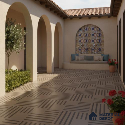 Parking Patterned Floor Tile TL 08200 DC-27 16 inch x 16 inch | Vitrified Anti Skid Matte Finish Heavy Duty Tile - 12 mm | Suitable For High Traffic Areas, Parking, Balcony | Pattern Alignment May Vary | 2-3 mm Spacer is Mandatory
