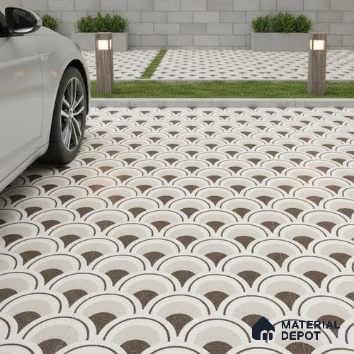 Parking Patterned Floor Tile TL 08201 B DC-30 16 inch x 16 inch | Vitrified Anti Skid Matte Finish Heavy Duty Tile - 12 mm | Suitable For High Traffic Areas, Parking, Balcony | Pattern Alignment May Vary | 2-3 mm Spacer is Mandatory