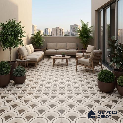 Parking Patterned Floor Tile TL 08201 B DC-30 16 inch x 16 inch | Vitrified Anti Skid Matte Finish Heavy Duty Tile - 12 mm | Suitable For High Traffic Areas, Parking, Balcony | Pattern Alignment May Vary | 2-3 mm Spacer is Mandatory