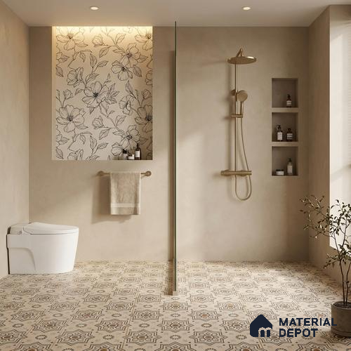 Parking Moroccan Floor Tile TL 08202 DC-31 16 inch x 16 inch | Vitrified Anti Skid Matte Finish Heavy Duty Tile - 12 mm | Suitable For High Traffic Areas, Parking, Balcony | Pattern Alignment May Vary | 2-3 mm Spacer is Mandatory