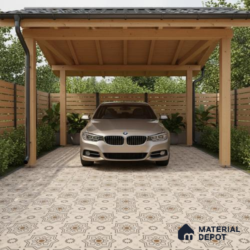 Parking Moroccan Floor Tile TL 08202 DC-31 16 inch x 16 inch | Vitrified Anti Skid Matte Finish Heavy Duty Tile - 12 mm | Suitable For High Traffic Areas, Parking, Balcony | Pattern Alignment May Vary | 2-3 mm Spacer is Mandatory