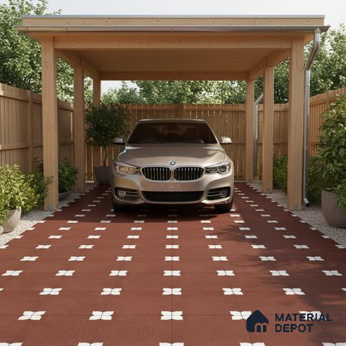 Parking Moroccan Floor Tile TL 08205 C Bloom Cotto 16 inch x 16 inch | Vitrified Anti Slip Matte Finish Heavy Duty Tile - 12 mm | Suitable For High Traffic Areas, Parking, Balcony | Pattern Alignment May Vary | 2-3 mm Spacer is Mandatory