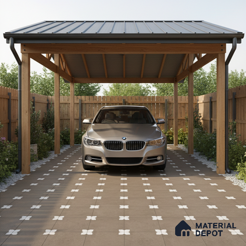 Parking Moroccan Floor Tile TL 08205 E Bloom Verde 16 inch x 16 inch | Vitrified Anti Slip Matte Finish Heavy Duty Tile - 12 mm | Suitable For High Traffic Areas, Parking, Balcony | Pattern Alignment May Vary | 2-3 mm Spacer is Mandatory