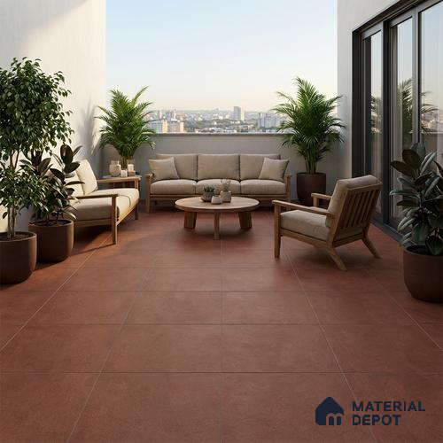 Parking Cement Floor Tile TL 08206 C Kottai Cotto 16 inch x 16 inch | Vitrified Anti Slip Matte Finish Heavy Duty Tile - 12 mm | Suitable For High Traffic Areas, Parking, Balcony | Pattern Alignment May Vary | 2-3 mm Spacer is Mandatory