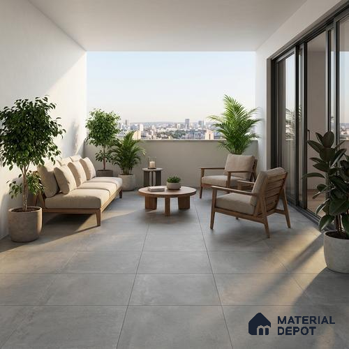 Parking Cement Floor Tile TL 08206 E Kottai Gris 16 inch x 16 inch | Vitrified Anti Slip Matte Finish Heavy Duty Tile - 12 mm | Suitable For High Traffic Areas, Parking, Balcony | Pattern Alignment May Vary | 2-3 mm Spacer is Mandatory