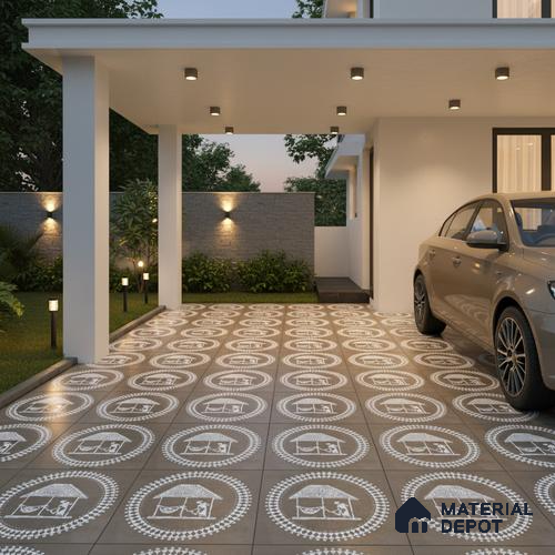 Parking Patterned Floor Tile TL 08206 H Kottai Verde Decor 16 inch x 16 inch | Vitrified Anti Slip Matte Finish Heavy Duty Tile - 12 mm | Suitable For High Traffic Areas, Parking, Balcony | Pattern Alignment May Vary | 2-3 mm Spacer is Mandatory