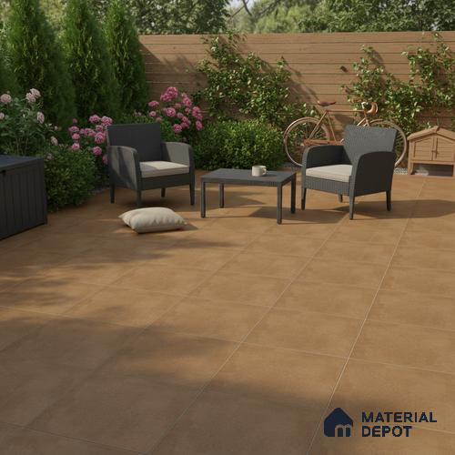 Parking Stone Floor Tile TL 08206 Kottai Cafe 16 inch x 16 inch | Vitrified Anti Slip Matte Finish Heavy Duty Tile - 12 mm | Suitable For High Traffic Areas, Parking, Balcony | Pattern Alignment May Vary | 2-3 mm Spacer is Mandatory
