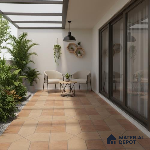 Parking Stone Floor Tile TL 08207 Indus Bruno 16 inch x 16 inch | Vitrified Anti Slip Matte Finish Heavy Duty Tile - 12 mm | Suitable For High Traffic Areas, Parking, Balcony | Pattern Alignment May Vary | 2-3 mm Spacer is Mandatory