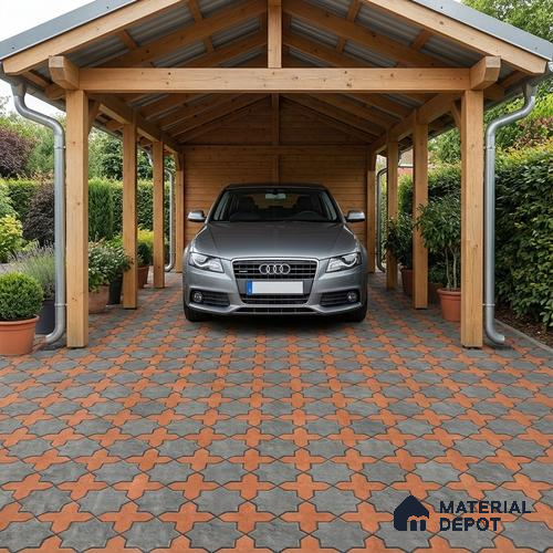 Parking Stone Wall & Floor Tile TL 08208 B Raven Nero 16 inch x 16 inch | Vitrified Anti Slip Matte Finish Heavy Duty Tile - 12 mm | Suitable For High Traffic Areas, Parking, Balcony | Pattern Alignment May Vary | 2-3 mm Spacer is Mandatory