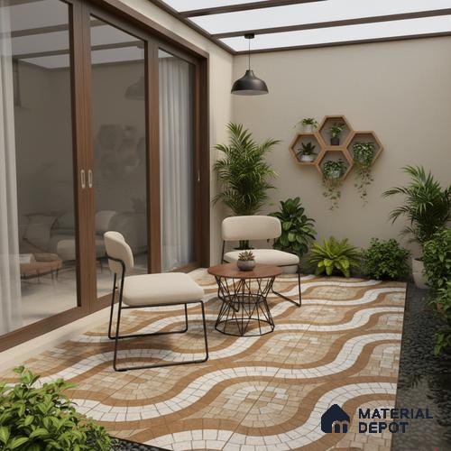 Parking Stone Floor Tile TL 08210 Solar 16 inch x 16 inch | Vitrified Anti Slip Matte Finish Heavy Duty Tile - 12 mm | Suitable For High Traffic Areas, Parking, Balcony | Pattern Alignment May Vary | 2-3 mm Spacer is Mandatory