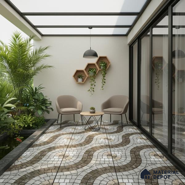 Parking Stone Floor Tile TL 08211 Stratos 16 inch x 16 inch | Vitrified Anti Slip Matte Finish Heavy Duty Tile - 12 mm | Suitable For High Traffic Areas, Parking, Balcony | Pattern Alignment May Vary | 2-3 mm Spacer is Mandatory