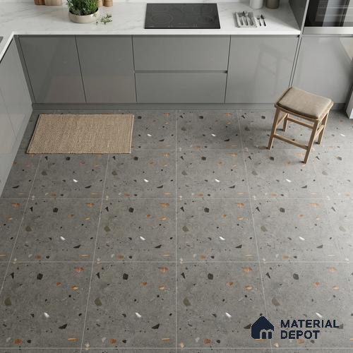 Terrazzo Wall & Floor Tile TL 08214 B Celeste Grafito 2 ft x 2 ft Vitrified Matte Finish - 9 mm