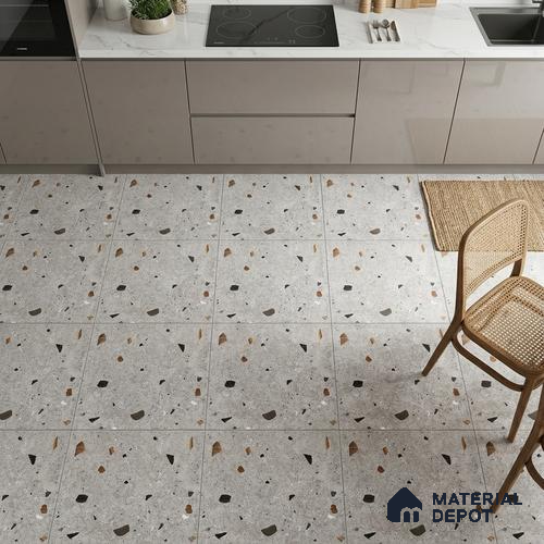 Terrazzo Wall & Floor Tile TL 08214 Celeste Gris 2 ft x 2 ft Vitrified Matte Finish - 9 mm