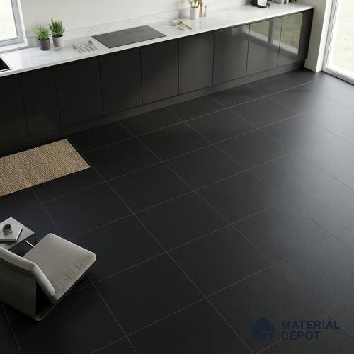 Plain Look Wall & Floor Tile TL 08220 Crystal Black 2 ft x 2 ft Vitrified Matte Finish - 9 mm