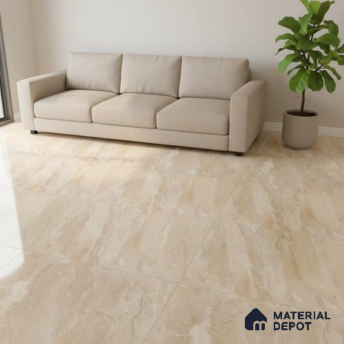 Marble Floor & Wall Tile TL 08415 Eniza Beige 4 ft x 2 ft Glossy Finish Vitrified Tile - 9 mm | Suitable for Living Room, Bedroom & Bathroom