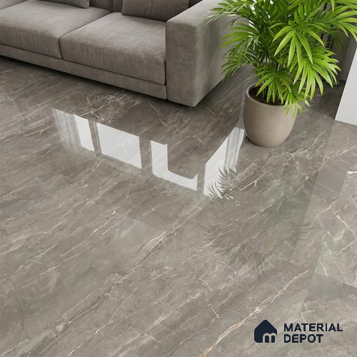 Marble Floor & Wall Tile TL 08441 Roneda Gris 4 ft x 2 ft Glossy Finish Vitrified Tile - 9 mm | Suitable for Living Room, Bedroom & Bathroom