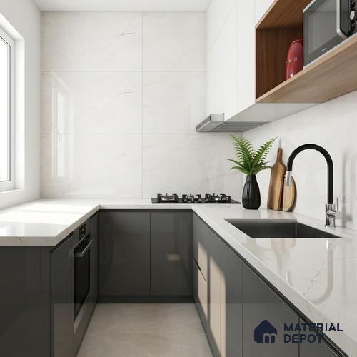 Marble Look TL 08494 Cremson Bianco Endless 4 ft x 2 ft Vitrified Glossy Finish - 8 mm | Random 4