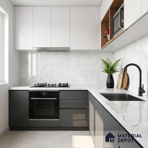 Marble Look TL 08498 B Logger White 4 ft x 2 ft Vitrified Glossy Finish - 8 mm | Random 7