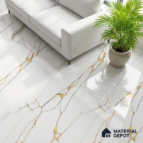 Marble Look TL 08500 Venzo Natural 4 ft x 2 ft Vitrified Glossy Finish - 8 mm | Random 3
