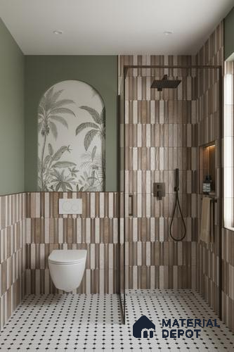 Faux Subway Wall Tile TL 08501 B 1 ft x 1 ft Glue Matte Finish Ceramic Tile - 10 mm | Suitable for Kitchen, Bathroom & Dining Area | Please Expect a Slight Variation of Pattern