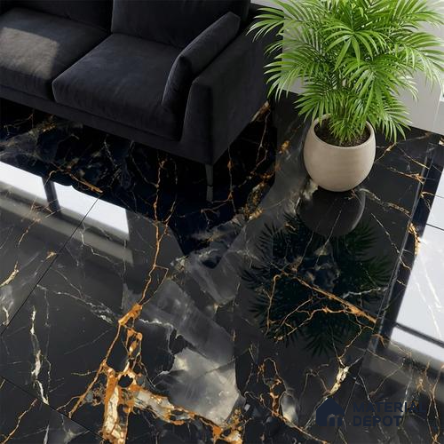 Marble Look TL 08516 Black Winter Endless 4 ft x 2 ft Vitrified High Gloss Finish - 8 mm | Random 4