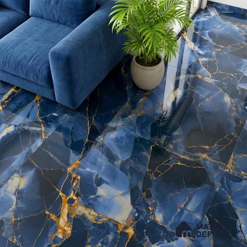Marble Look TL 08517 Blue Winter 4 ft x 2 ft Vitrified High Gloss Finish - 8 mm | Random 4