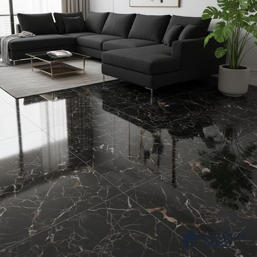Marble Look TL 08524 Twilight Black 4 ft x 2 ft Vitrified High Gloss Finish - 8 mm | Random 3