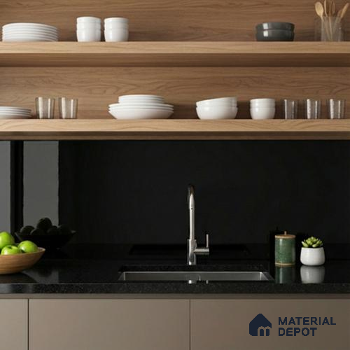 Plain Look TL 08526 Zed Black 4 ft x 2 ft Vitrified High Gloss Finish - 8 mm | Random 1