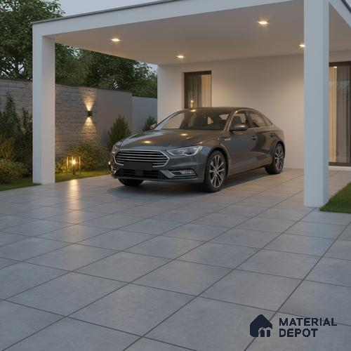Budget Friendly Stone Look Value for Money Parking Greywood Echo Floor Tile 16 x 16 inch | TL 08547 | Vitrified Matte Finish Tile - 12 mm | Suitable For Parking, Outdoor, Balcony & Terrace | Pattern Alignment May Vary | 2-3 mm Spacer is Mandatory