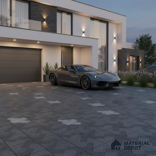 Budget Friendly Patterned Look Value for Money Parking Arctic Drift Floor Tile 16 x 16 inch | TL 08549 | Vitrified Matte Finish Tile - 12 mm | Suitable For Parking, Outdoor, Balcony & Terrace | Pattern Alignment May Vary | 2-3 mm Spacer is Mandatory