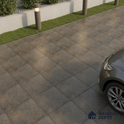 Budget Friendly Stone Look Value for Money Parking Charcoal Veil Floor Tile 16 x 16 inch | TL 08550 | Vitrified Matte Finish Tile - 12 mm | Suitable For Parking, Outdoor, Balcony & Terrace | Pattern Alignment May Vary | 2-3 mm Spacer is Mandatory