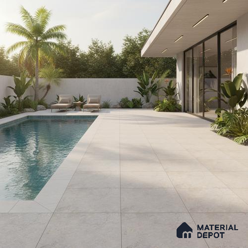 Stone Floor Tile TL 08551 Steel Mirage 16 x 16 inch Vitrified Matte Finish - 12 mm | Suitable For Parking, Balcony, Courtyard, Patio, Terrace | Pattern Alignment May Vary | 2-3 mm Spacer is Mandatory