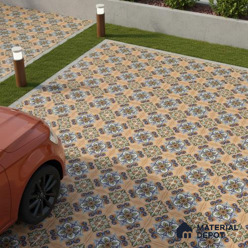 Budget Friendly Moroccan Look Value for Money Parking Tarmac Cloud Floor Tile 16 x 16 inch | TL 08553 | Vitrified Matte Finish Tile - 12 mm | Suitable For Parking, Outdoor, Balcony & Terrace | Pattern Alignment May Vary | 2-3 mm Spacer is Mandatory