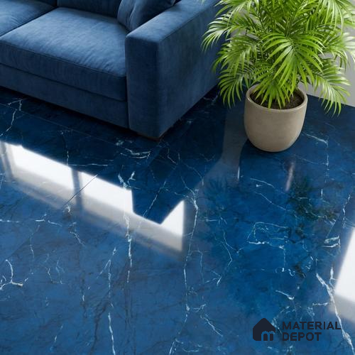 Marble Look Wall & Floor Tile TL 08789 Glory Blue 4 ft x 2 ft Vitrified High Gloss Finish - 9 mm