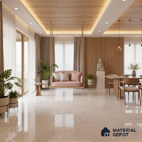 TL 08791 Bottochino Crema 6 ft x 4 ft Endless Glossy Finish Vitrified Wall & Floor Tile - 15 mm | Adhesive and Spacers Must be Used During Installation