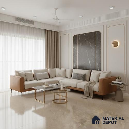 Marble Look Tile TL 08835 6 ft x 4 ft Glossy Finish Vitrified Tile - 9 mm | Adhesive and Spacers Must be Used During Installation