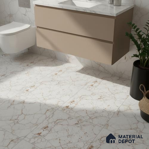Marble Look Floor Tile TL 08844 D | Matte Finish 12 x 12 inch Ceramic Tile - 7 mm | Suitable For Kitchen, Bathroom, Bedroom & Office