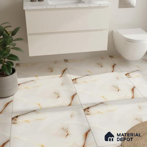 Marble Look Floor Tile TL 08849 D | Matte Finish 12 x 12 inch Ceramic Tile - 7 mm | Suitable For Kitchen, Bathroom, Bedroom & Office