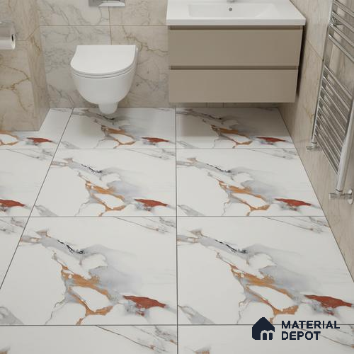 Marble Look Floor Tile TL 08850 C | Matte Finish 12 x 12 inch Ceramic Tile - 7 mm | Suitable For Kitchen, Bathroom, Bedroom & Office